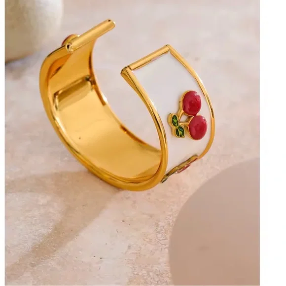 Cherry cuff 18K gold plated Gold Stainless steel bracelet - Picture 7 of 15
